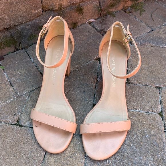 Stuart Weitzman Nearly Nude Sandal, Sz 7.5 W - Picture 1 of 12
